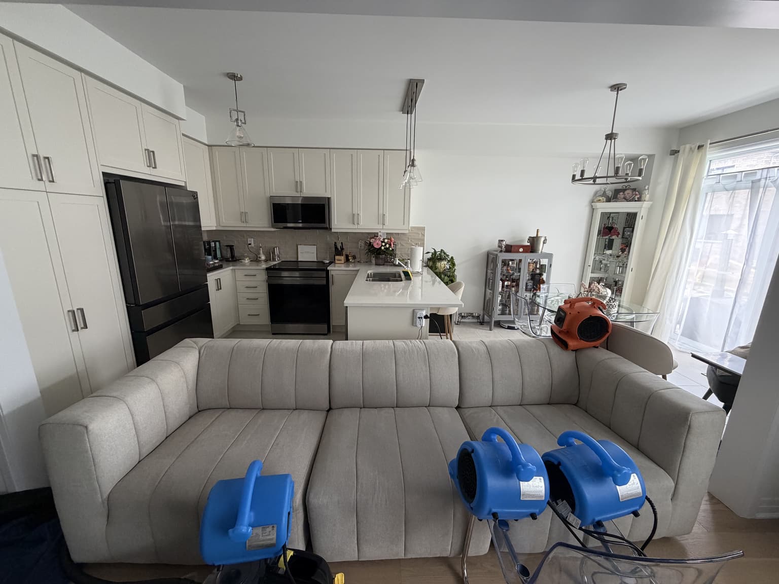 Upholstery cleaning in Welland in progress by Cleanson