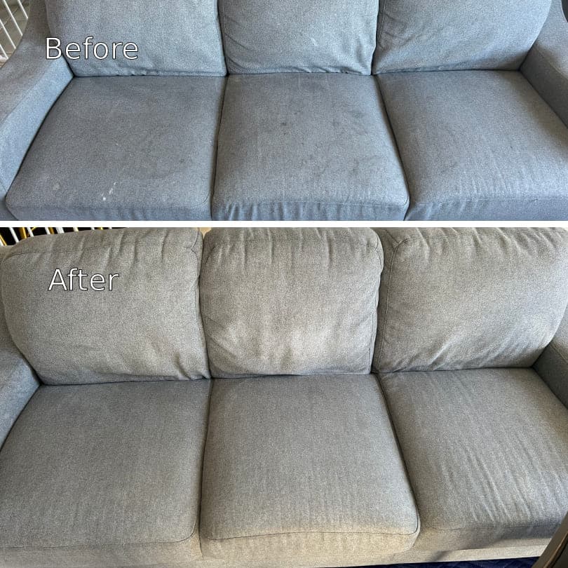 Before and after upholstery cleaning in Niagara Falls by Cleanson