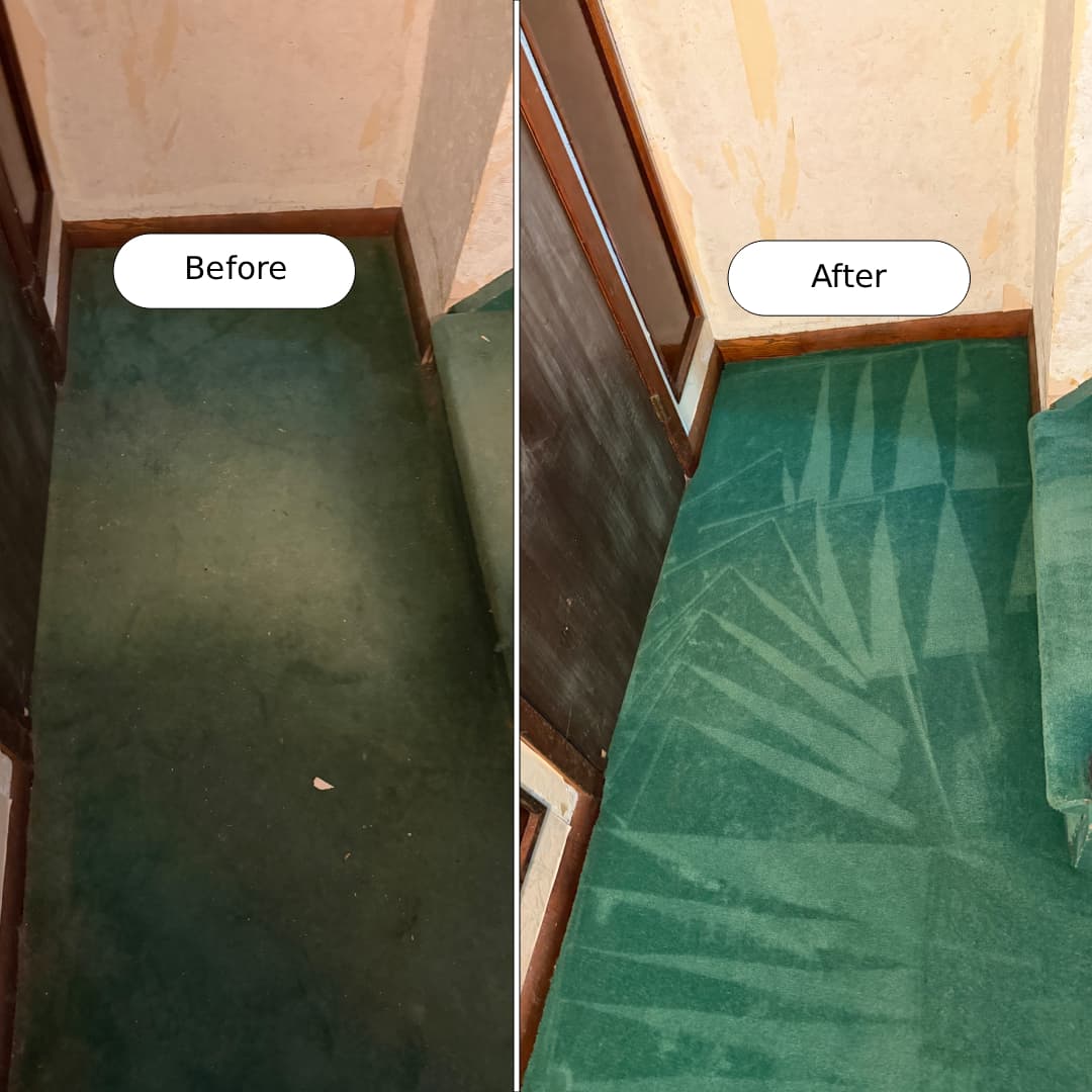 Before and after carpet cleaning in Lincoln by Cleanson