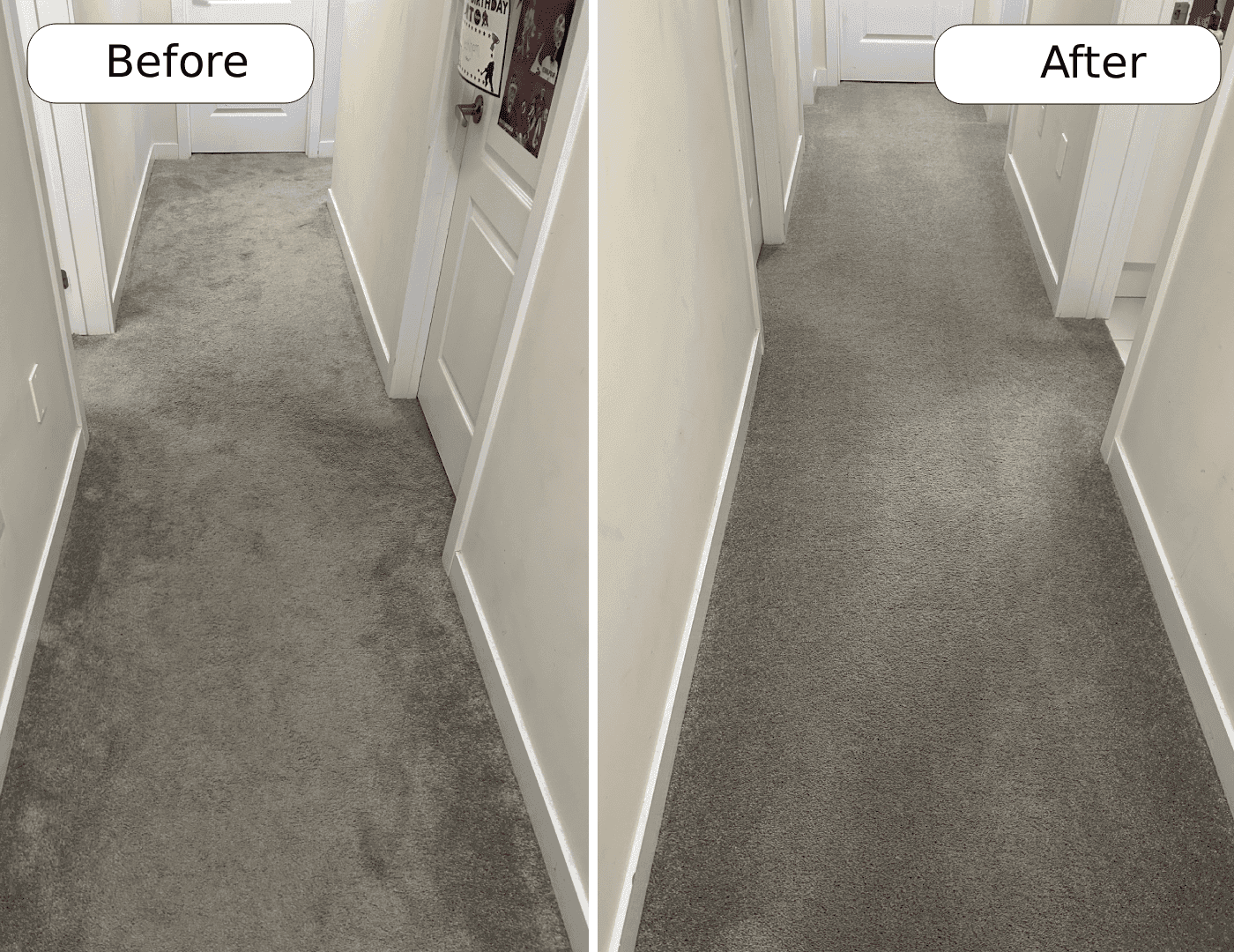 Before and after carpet cleaning in Thorold by Cleanson