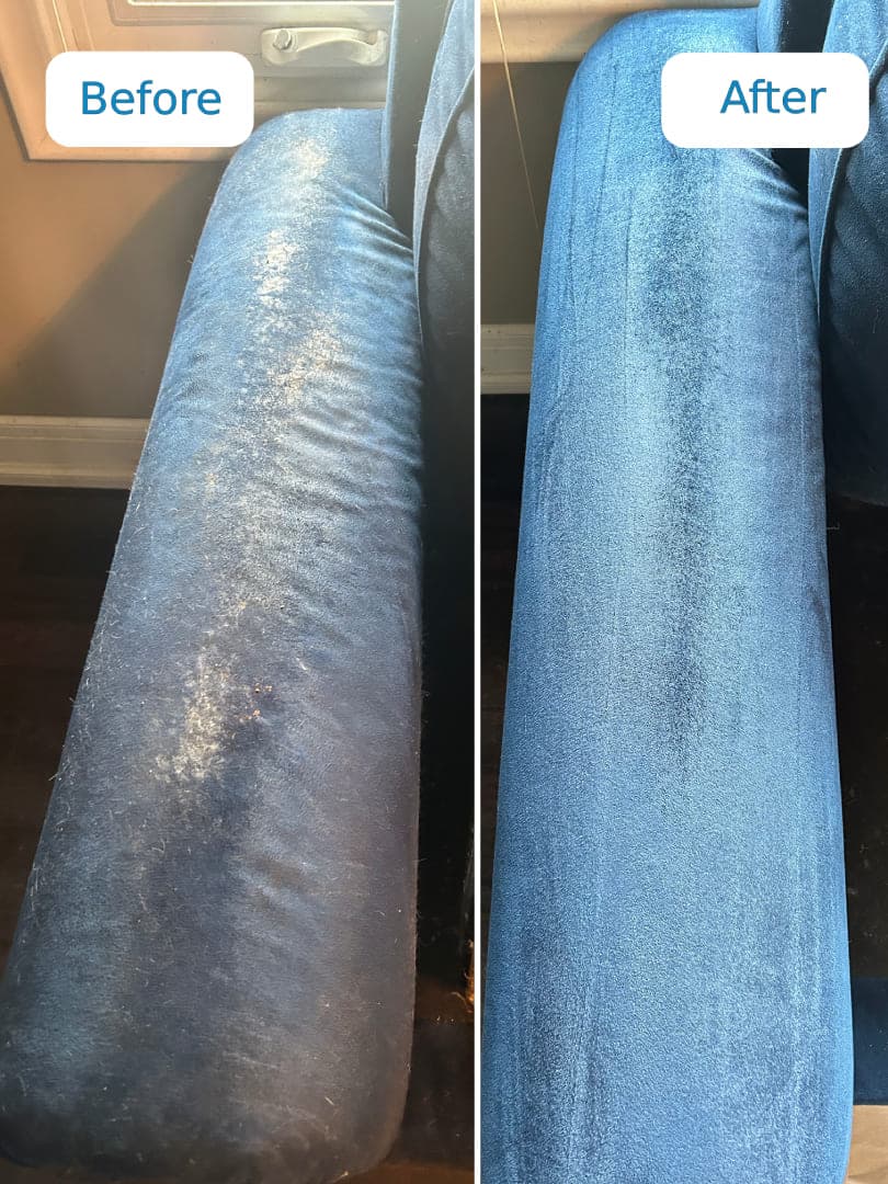 Before and after upholstery cleaning in St. Catharines by Cleanson