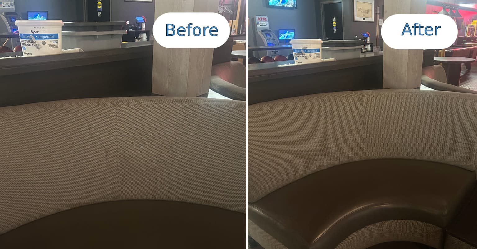 Before and after upholstery cleaning in St. Catharines by Cleanson