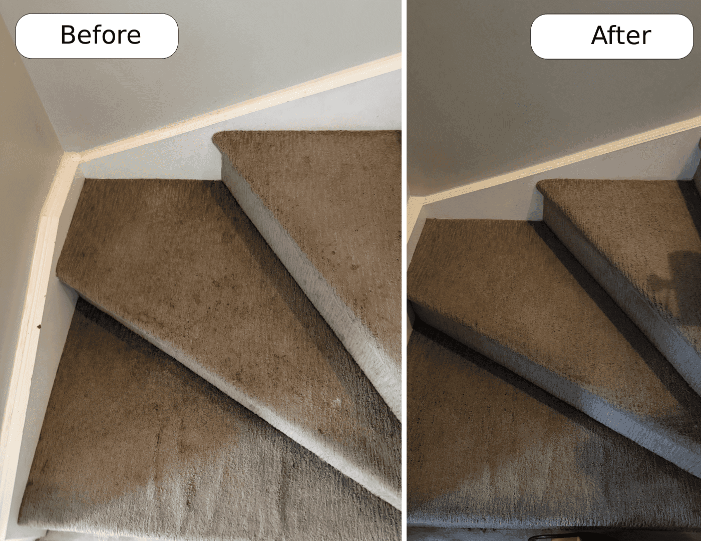 Before and after carpet cleaning in Niagara Falls by Cleanson