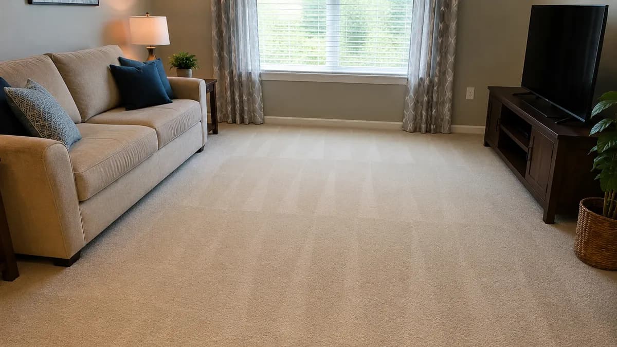 Living room prepared for professional carpet cleaning